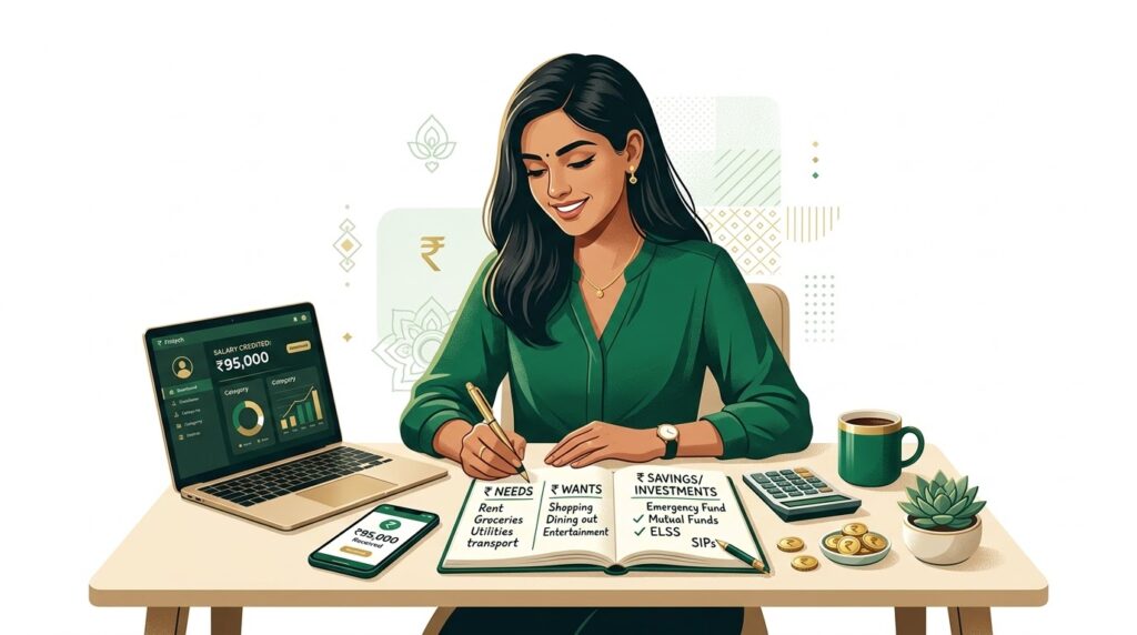 Young professional planning monthly salary with a budget